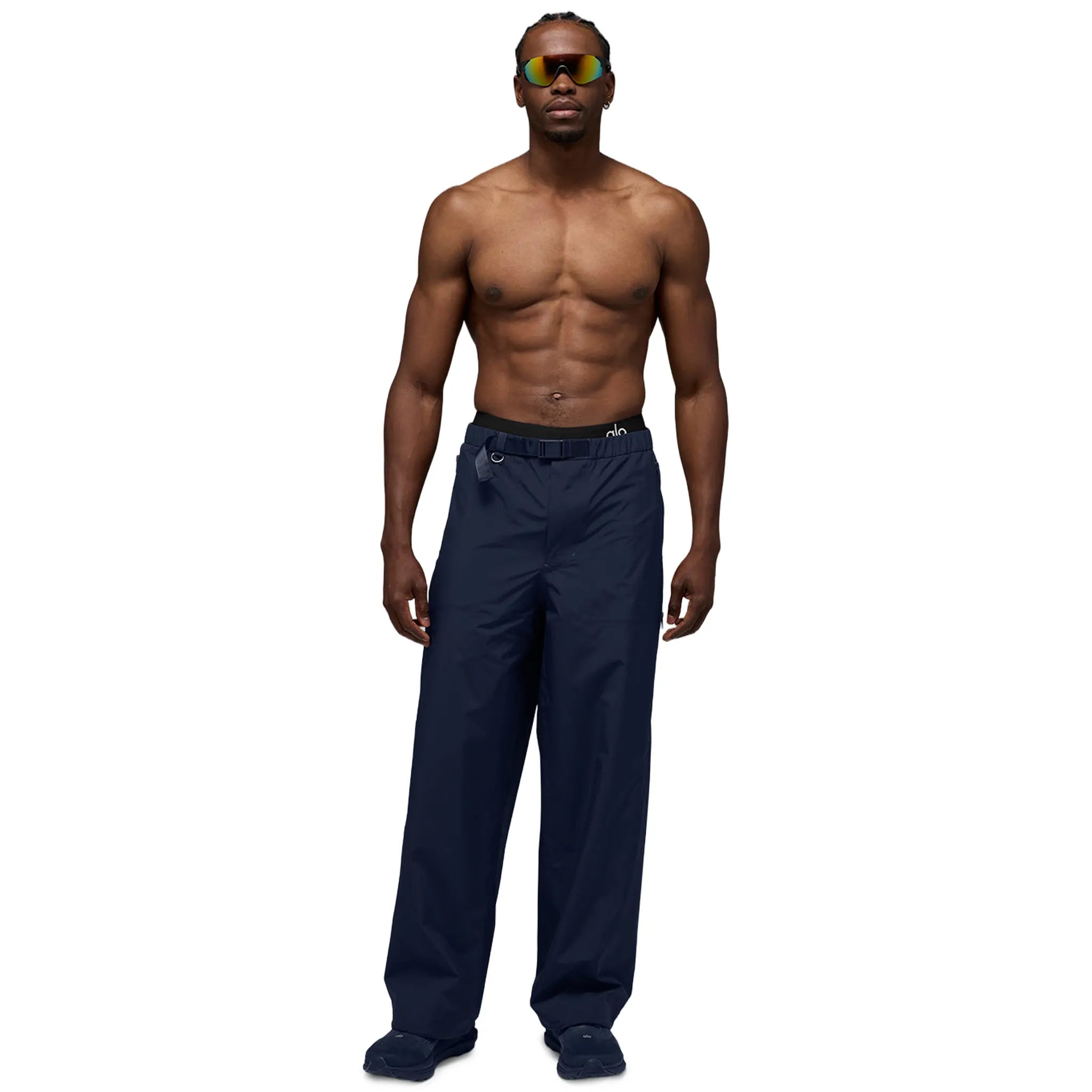 Front View of Alo Yoga Alpha Shell Navy Pants
